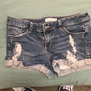 2.1 Denim Blue Distressed Jean Shorts